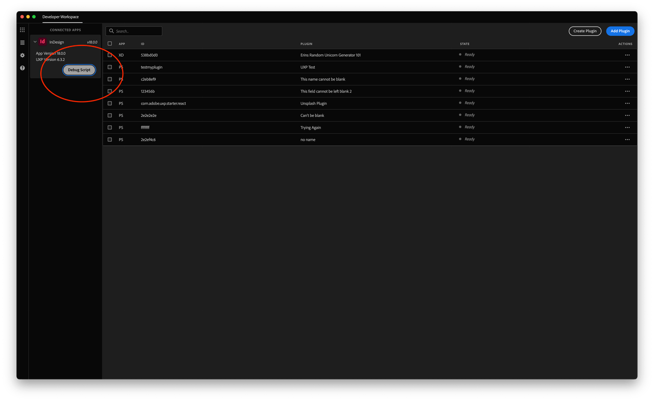 step 1 of loading an InDesign script into UDT